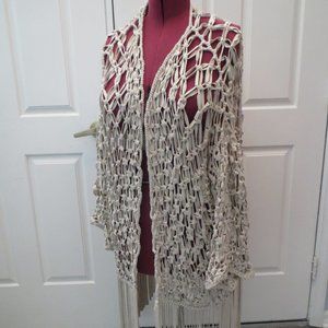 RARA AVIS leather macrame BOHO FRINGE open JACKET topper NWT plus 3x long ample